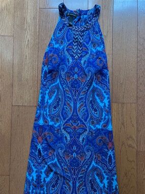 Inc International Concepts Blue Paisley Halter Dress- Size S
